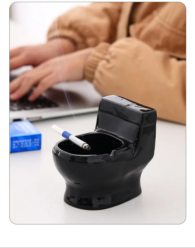 Description Picture 4 of itemCreative Ceramic Toilet Ashtray Storage Cigarette Case Home Decoration Accessories Suitable for Home Office Use Ceramic Ashtray