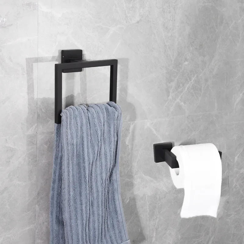 Description Picture 4 of itemBrushed Gold Hardware Set Bathroom Shelf Towel Bar Rack Robe Hook Toilet Paper Roll Holder Black Bathroom Accessories Sets