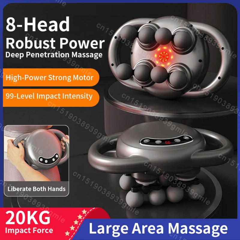 Description Picture 2 of itemRed Light Massage Fascial Gun 8 Heads Vibration Massager Leg Back Massage Gun Deep Tissue Muscle Relax Shaping Fitness Tool