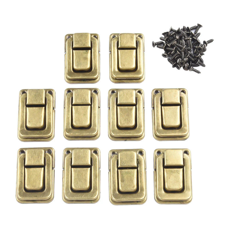 Description Picture 2 of item10PCS Antique Lock Metal Hasps Latch Jewelry Box Decorative Padlock Vintage Wooden Box Latch Buckle Cabinet Furniture Hardware