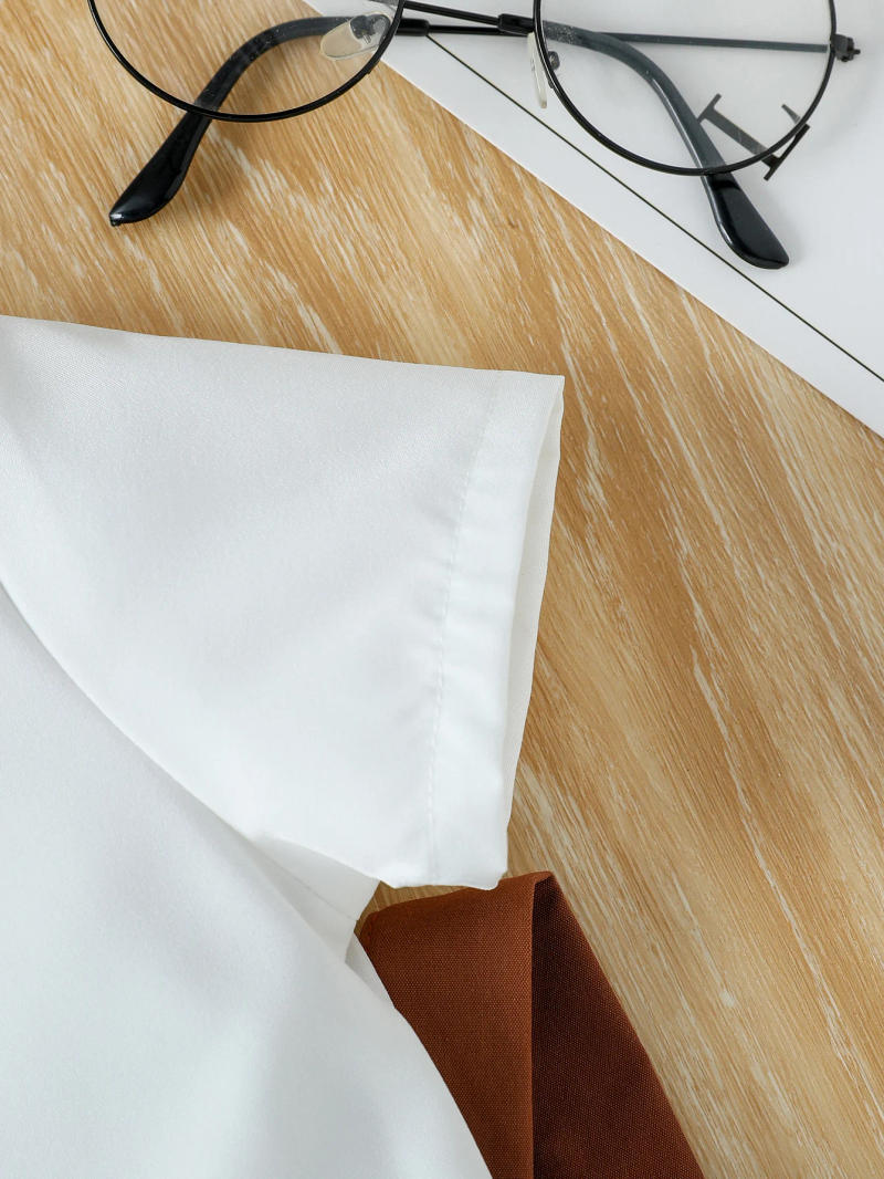 Description Picture 5 of itemChildren’s 2025 Summer New Boys’ Solid Color Vest, Bowknot Shirt, and Solid Color Overalls Three-Piece Set