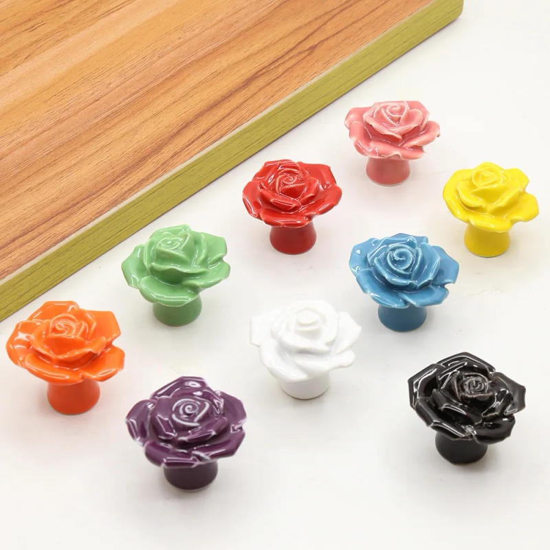 Description Picture 2 of itemRad wardrobe handle European modern simple garden rose ceramic cabinet drawer cupboard door handle