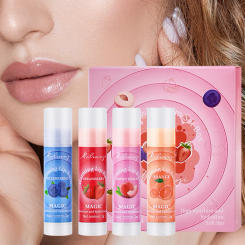 4 Fruit Fragrance Lip Balm Warm Change Moisturizing Lip Oil Set Box Set Lip Care Nourishing Lip Balm Set