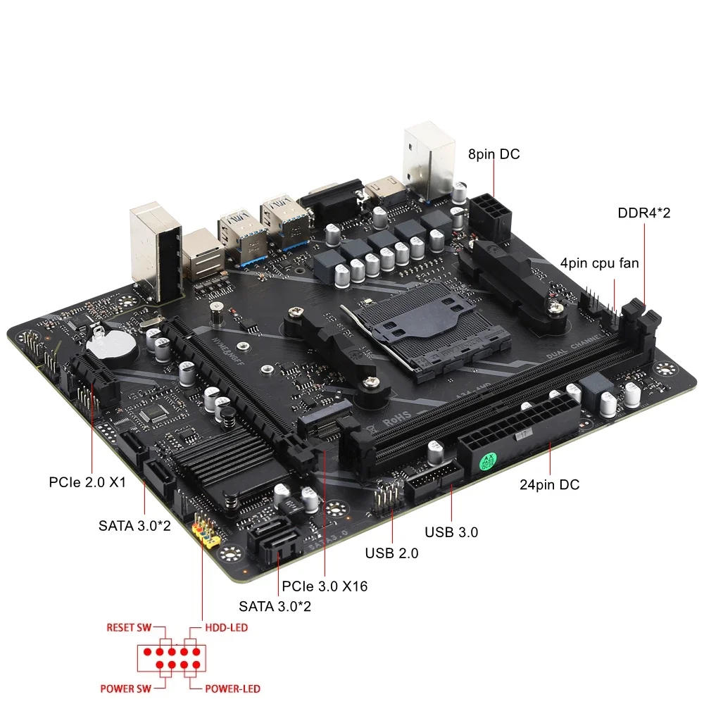Description Picture 6 of itemKllisre A320M a320 2 x DDR4 up to 64GB NVME M.2 SATA3.0 Micro ATX AM4 Motherboard