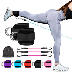 Fitness Elastic Resistance Bands Rope Ankle Strap Protection For Glute & Leg Muscle Strength Training Yoga Workout Gym Equipment
