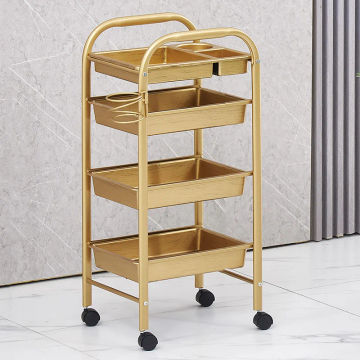 European Style Home Villa Salon Trolley Beauty Salon Multifunctional Trolley Large Capacity Barber Shop Tool Cart with Wheels GL