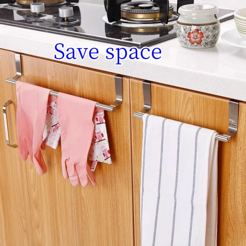 Description Picture 4 of itemKitchen Cabinet Door Towel Bar Stainless Steel Door Back Towel Hanging Holder Bathroom Punch-free Towels Hooks Home Organizer