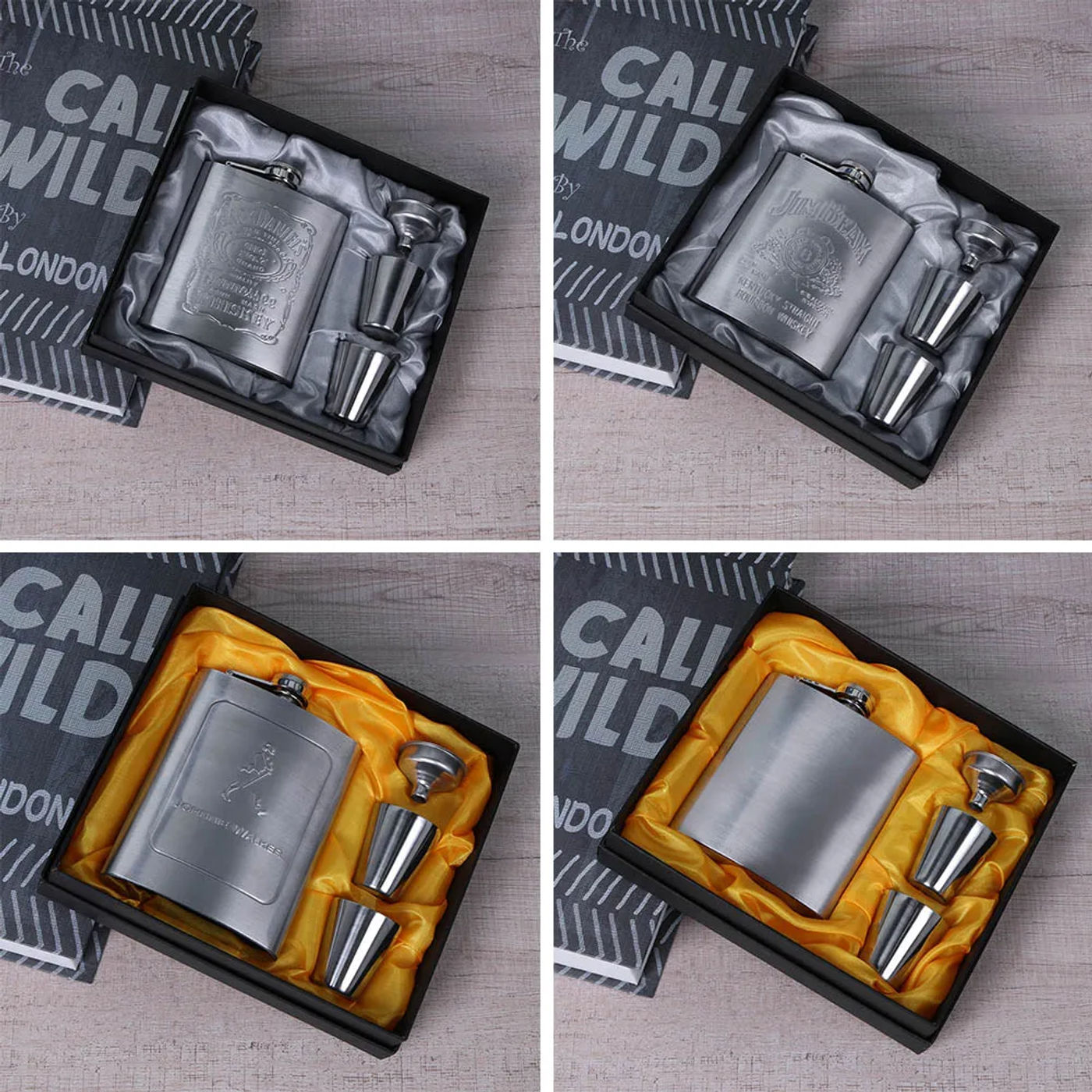 Description Picture 4 of item7oz Portable Stainless Steel Hip Flask Flagon Whiskey Wine Pot Leather Cover Bottle Funnel Travel Tour Drinkware Wine Cup