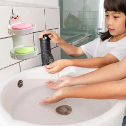 Shower Soap Holder Soap Case Bathroom Soap Dish Soap Holder With Detachable Tray Strong Suction Cup Dish Sponge Holder 2 Tier