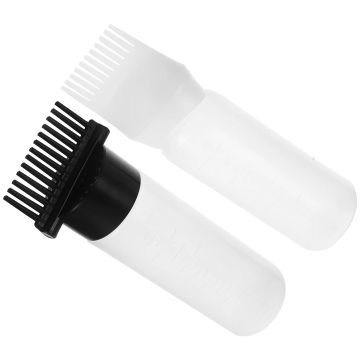 2 Pcs Hair Oil Root Comb Applicator Bottle for Oiling Lecythus Scalp Dye Bottles