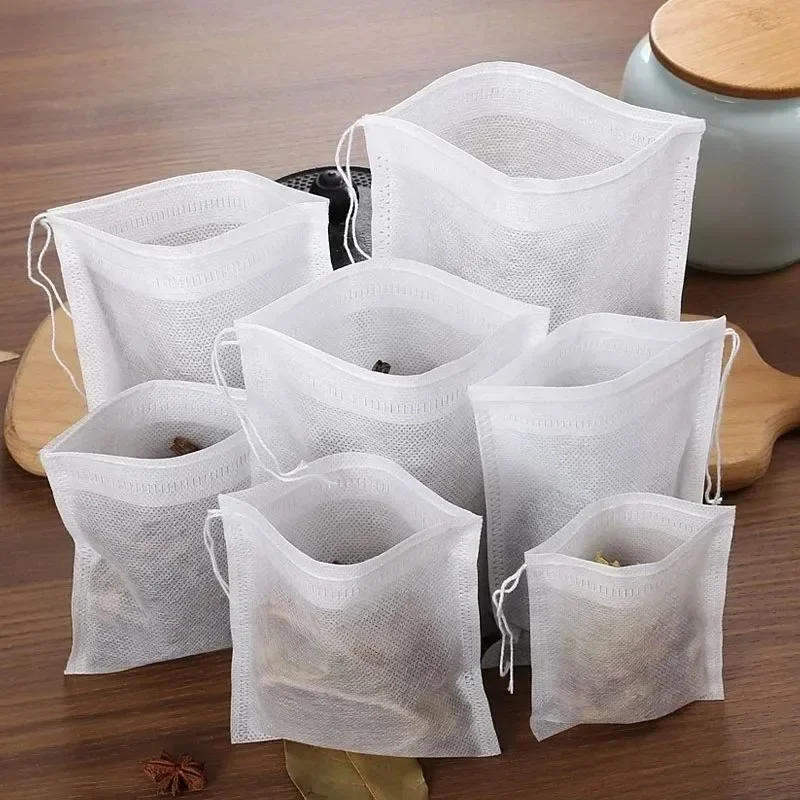 Description Picture 2 of item200/50PCS Non-woven Tea Bags Disposable Teabags with Drawstring Sealing Coffee Spice Tea Filter Paper Infuser Kitchen Teaware