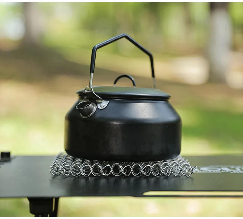 Description Picture 5 of itemNew Outdoor Spring Insulated Mat Coaster Anti-scald Table Mat Camping 304 Stainless Steel Casserole Mat Suspension Spring Mesh