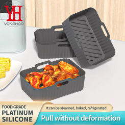 2PCS Thick Air Fryer Silicone Tray Rectangle Oven Baking Tray Basket Reusable Liner Insert Dish For Airfryer Pan Accessories