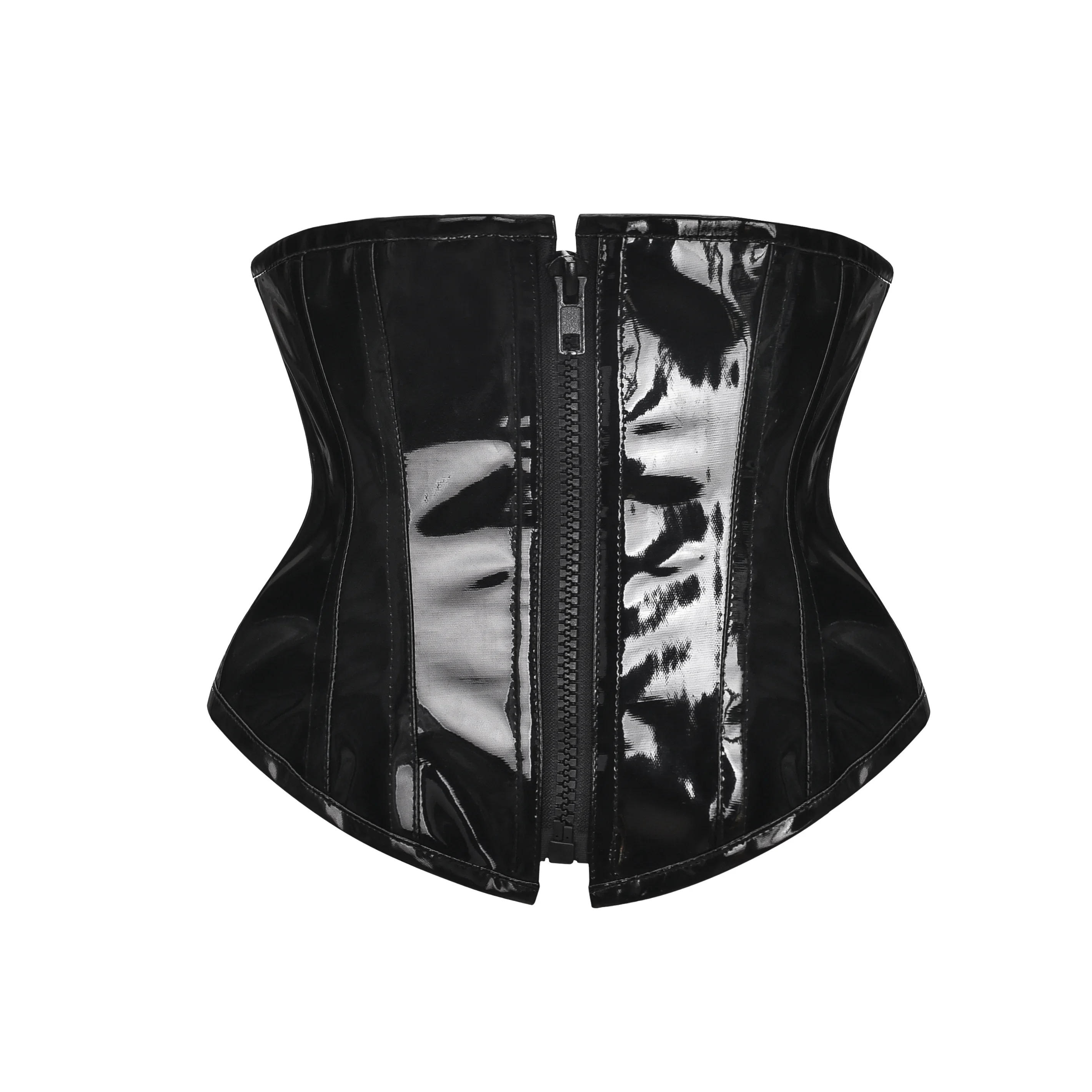 Description Picture 4 of itemWomen Shiny PVC Corset Top PU Leather Underbust Waist Trainer Bustier