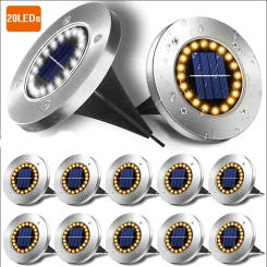 20LED Solar Power Disk Light Outdoor Garden Solar Underground Light Deck Light Spotlight Buried Solar Led Lamp Garden Decoration