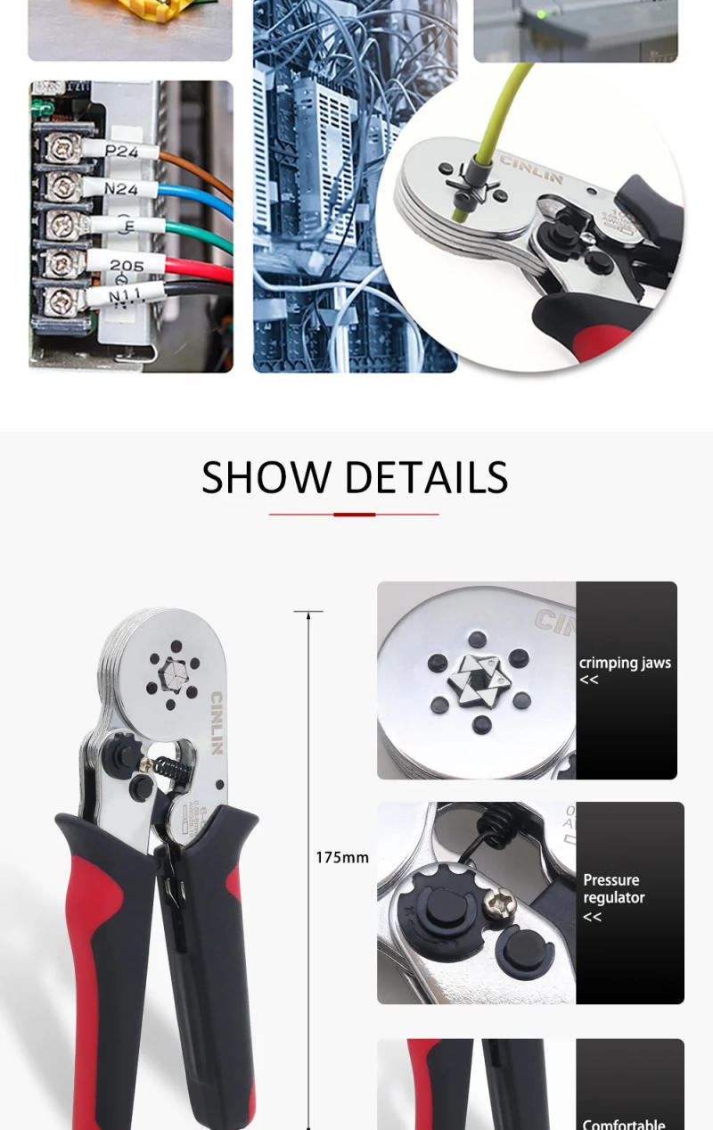 Description Picture 3 of itemTube Ferrule VE&TE Terminals Crimping Pliers & Terminal Min 0.08mm Max 16mm Set Hand Tools Electrician Crimper HSC8 6-4 6-6 10S