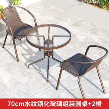 Modern Outdoor Garden Table and Chairs Sets Patio Furniture Balcony Leisure Rattan Chair Glass Coffee Table Patio Table Chair Z