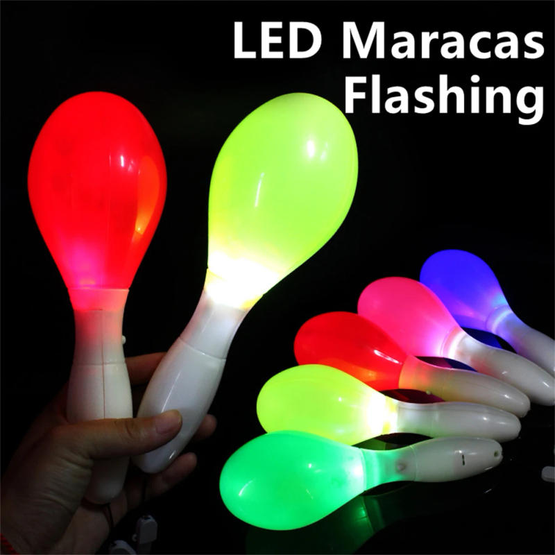 Description Picture 3 of item1pc Multi Color LED Maracas Flashing Light Lamp Sensory Glowing Sand Hammer Toys Music Learning Instruments For Concerts Party