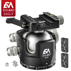 EVUMO Ball Head 55mm for Tripod Camera Picatinny/Arca Swiss Tripod Head Mount Aluminum Alloy panoramic  DX55-P Max Load 40kg
