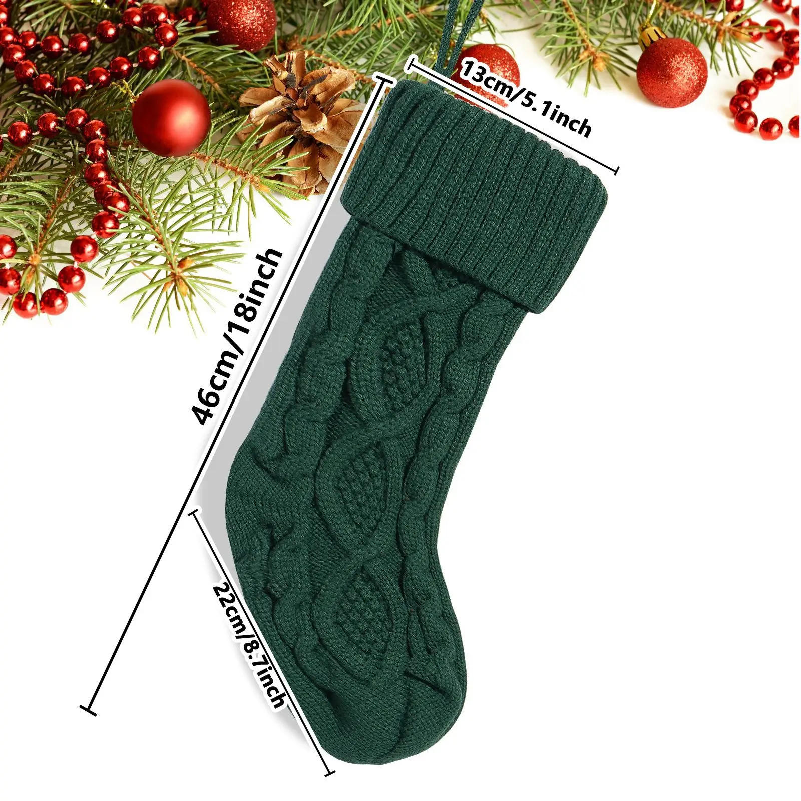 Description Picture 5 of item1/2/4pcs christmas stocking Knitting Christmas Tree Pendant Large Stockings Christmas Socks to Hang for Xmas Fruit Ornament Gift