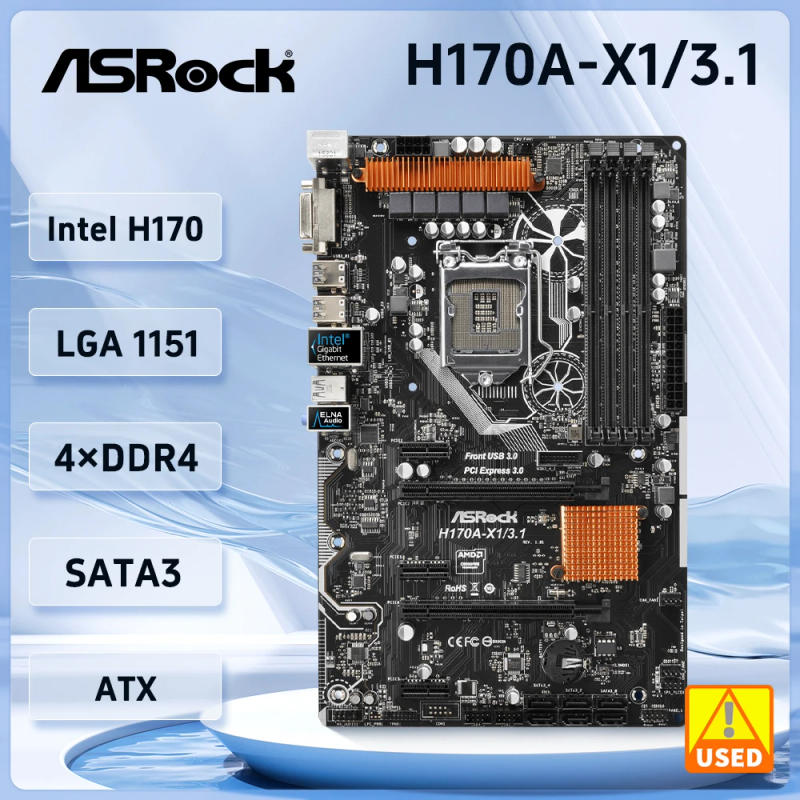Description Picture 2 of itemASROCK H170A-X1/3.1 Motherboard Intel H170 LGA 1151 DDR4 64GB For 6th Gen Core i5-6500 i7-6700 i3-6300 G4400 cpus PCI-E 3.0 ATX