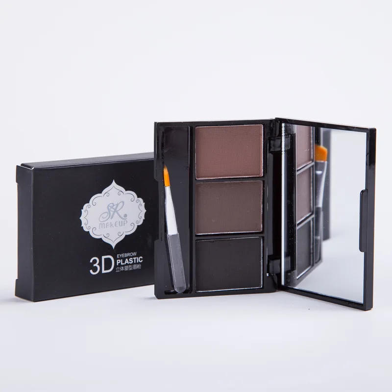 Description Picture 6 of item3 Color Eyebrow Powder Palette Cosmetic 3D Eye Brow Enhancer Professional Waterproof Makeup Eye Shadow With Brush Mirror Box