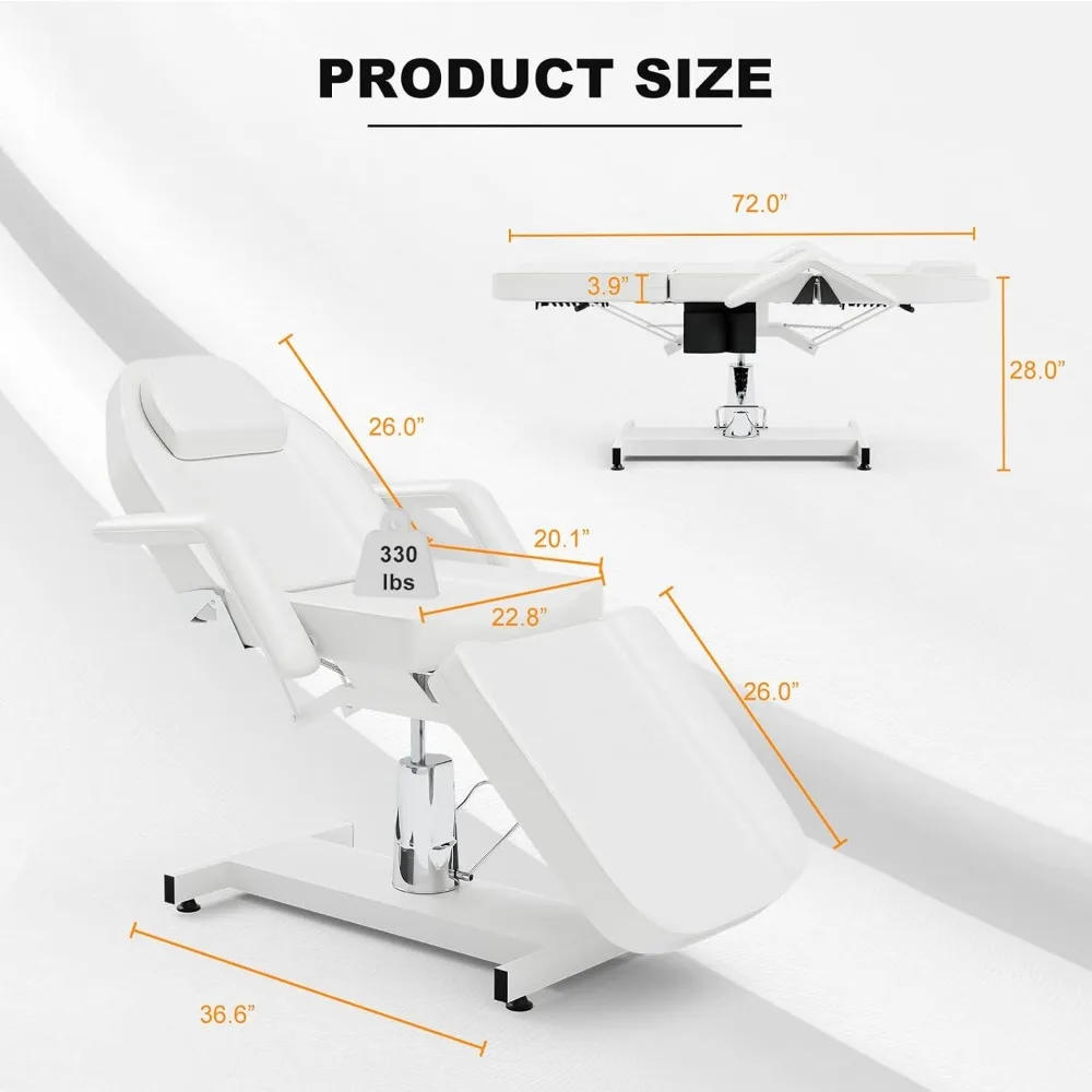 Description Picture 6 of itemHydraulic Tattoo Chair for Client, 360° Swivel Massage Esthetician Table, Height Adjustable Lash Spa Bed with Storage Pocket
