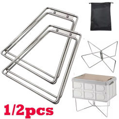 1/2PCS Outdoor Folding Cooler Stand Portable Refrigerator Stand Camping Stainless Steel Non-slip Picnic BBQ Bucket Stand