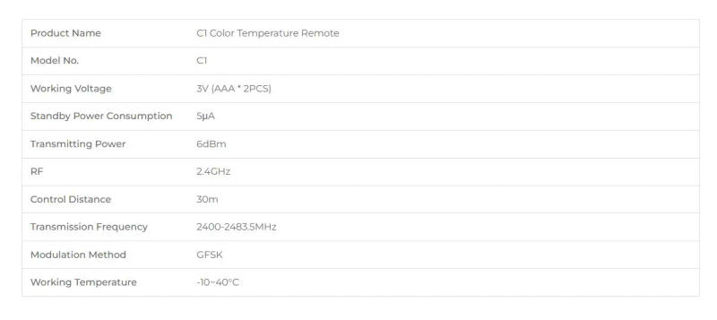 Description Picture 4 of itemMiboxer C1 C2 C3 C5 Color Temperature 4-Zone RGB+CCT Remote Controller Magnetic 2.4G RF Wireless Brightness Adjustable Lighting