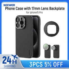 Neewer Phone Case for Iphone 16 15 Pro TPU + PC Protective Case with 17mm Lens Backplate, 67mm Filter Adapter Phone Cage
