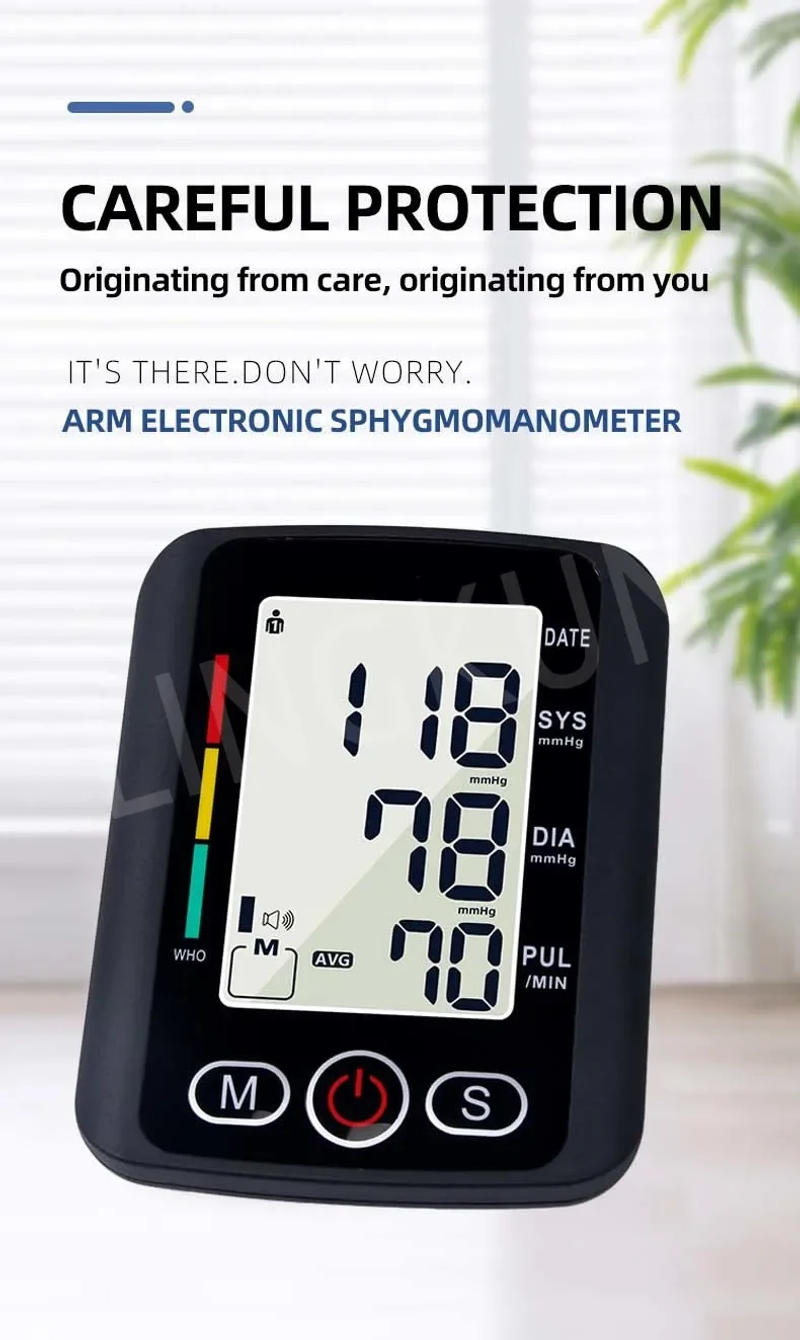 Description Picture 3 of itemBig Screen Broadcast English Voice Tonometer New LED Black Blood Pressure Monitor BP Monitors Arm Tensiometers Heart Rate Meter