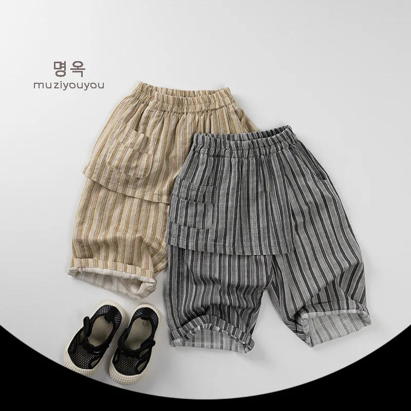 Description Picture 2 of itemChildren's Fake Two Thin Pants 2025 Summer New Item for Boys and Girls Korean Version Children's Mosquito Proof Pants