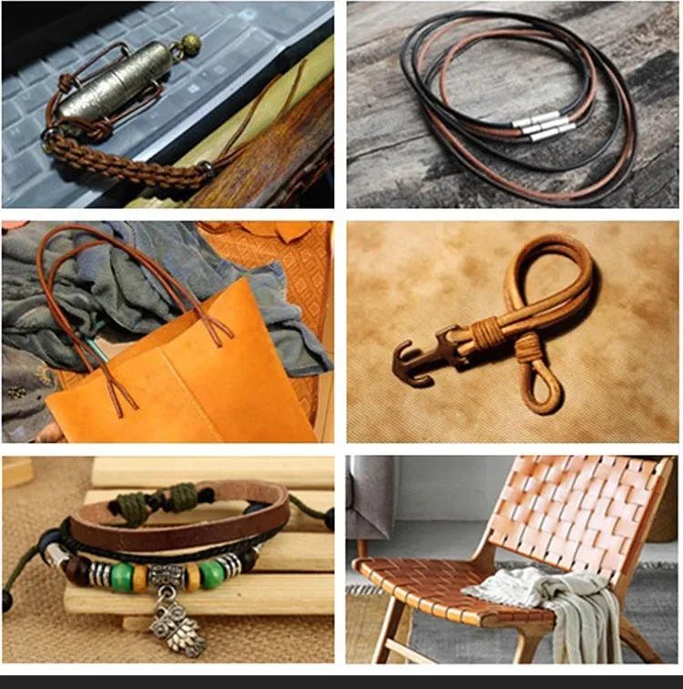 Description Picture 3 of item5 Yards Retro High Quality Genuine Leather Cord Rou nd/Flat Strand COW Leather Rope For Necklace Bracelets DIY Jewelry