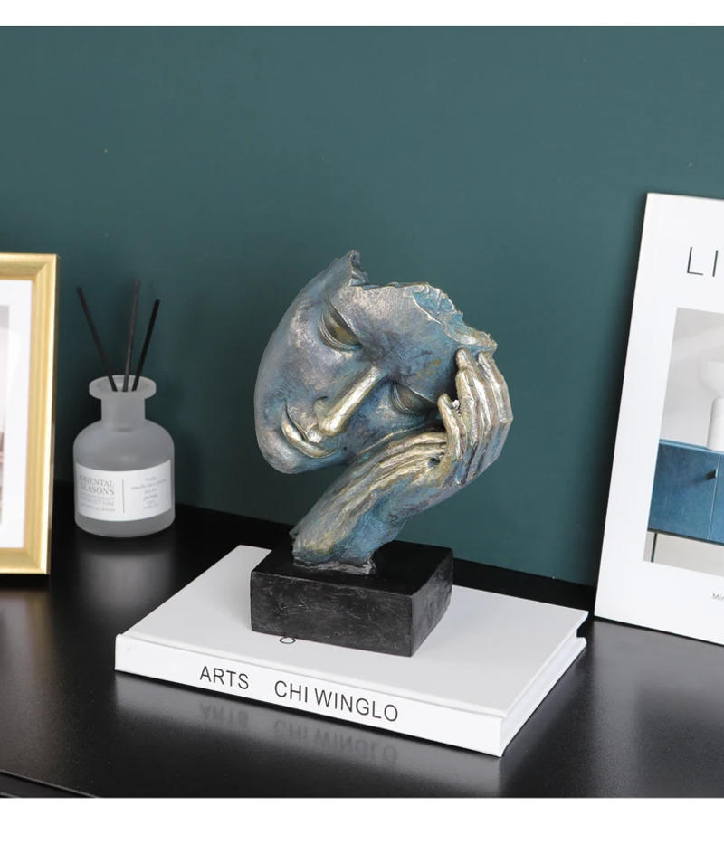 Description Picture 5 of itemThinker Statues for Home Decoration, Popular Face Art,Vintage Sculptures ,Living Room Decor,Resin Head Crafts for Shelf Bookcase