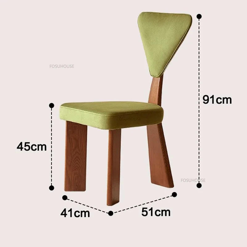 Description Picture 2 of itemItalian Light Luxury Solid Wood Dining Chairs Home Retro Designer Backrest Dining Chair Modern Simple Restaurant Reception Chair