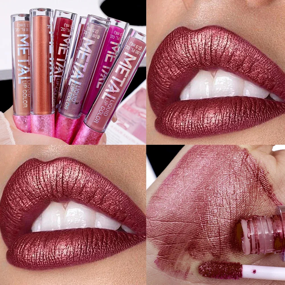 Description Picture 6 of item12 Colors Metallic Glitter Liquid Lipsticks Long Lasting Not Fading Non-Stick Cup Shimmer Matte Metal Lip Gloss Makeup Cosmetics