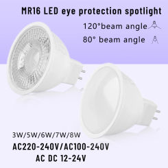 Energy Saving LED Spotlight Mr16 Lampara No Flicker GU5.3 Base Full Voltage DC12V AC 110V 220V Warm Suitable for Home Derection