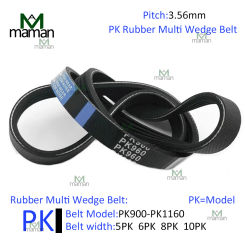 1PCS PK Ribbed Rubber Multi Wedge Belt Groove 5PK 6PK 8PK 10PK Length=PK900~PK1160 Suitable for Industrial Transmission Belts