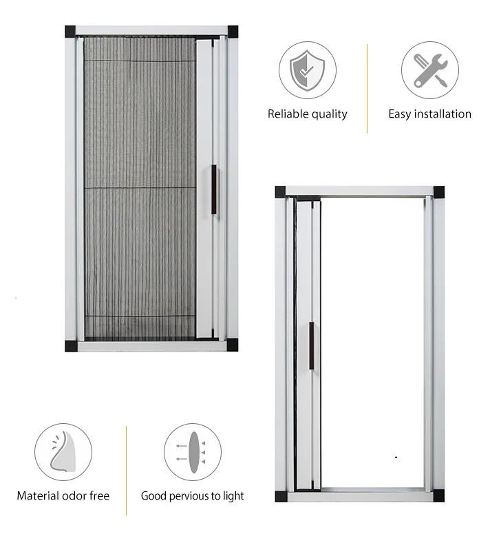 Description Picture 3 of itemretractable track type pleated mesh sliding insect screen door for window and door