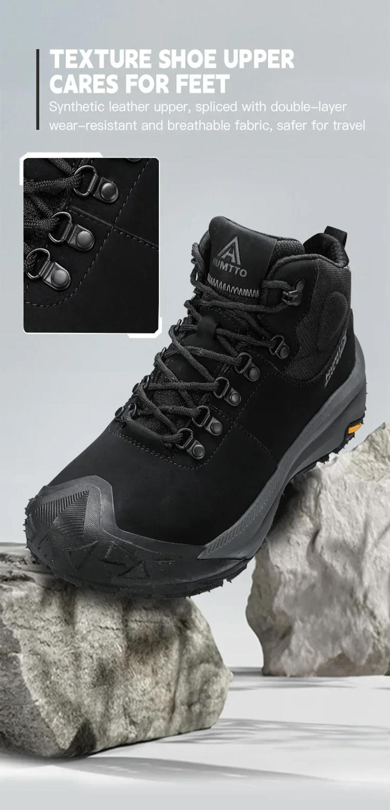 Description Picture 6 of itemHUMTTO New Hiking Shoes Breathable Trekking Boots for Men Winter Outdoor Hunting Men's Sports Shoes Leather Work Safety Sneakers