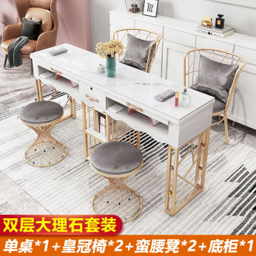 New European Salon Furniture Nail Tables Light Luxury Villa Manicure Table Modern Minimalist Beauty Salon Commercial Nail Desk