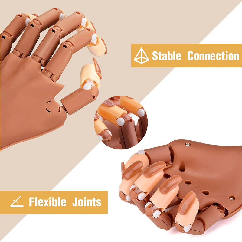 Description Picture 4 of itemPractice Hand For Acrylic Nails Adjustable Flexible Nail Practice Hands Training Movable Nail Manicure Hand with 100 Nail Tips
