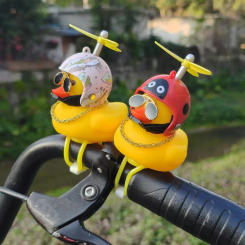 Bike Ornament Bicycle Horns Squeeze Rubber Duck with Straps Animal Pattern Helmet Propeller, Bike Bell for Cycling Sport Outdoor