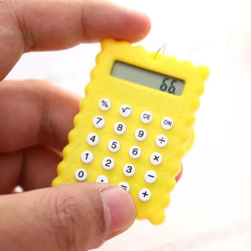 Description Picture 4 of item1pc Student Mini Electronic Calculator Arithmetic Calculator Biscuit Shape School Office Mini Calculator Exam Dedicated