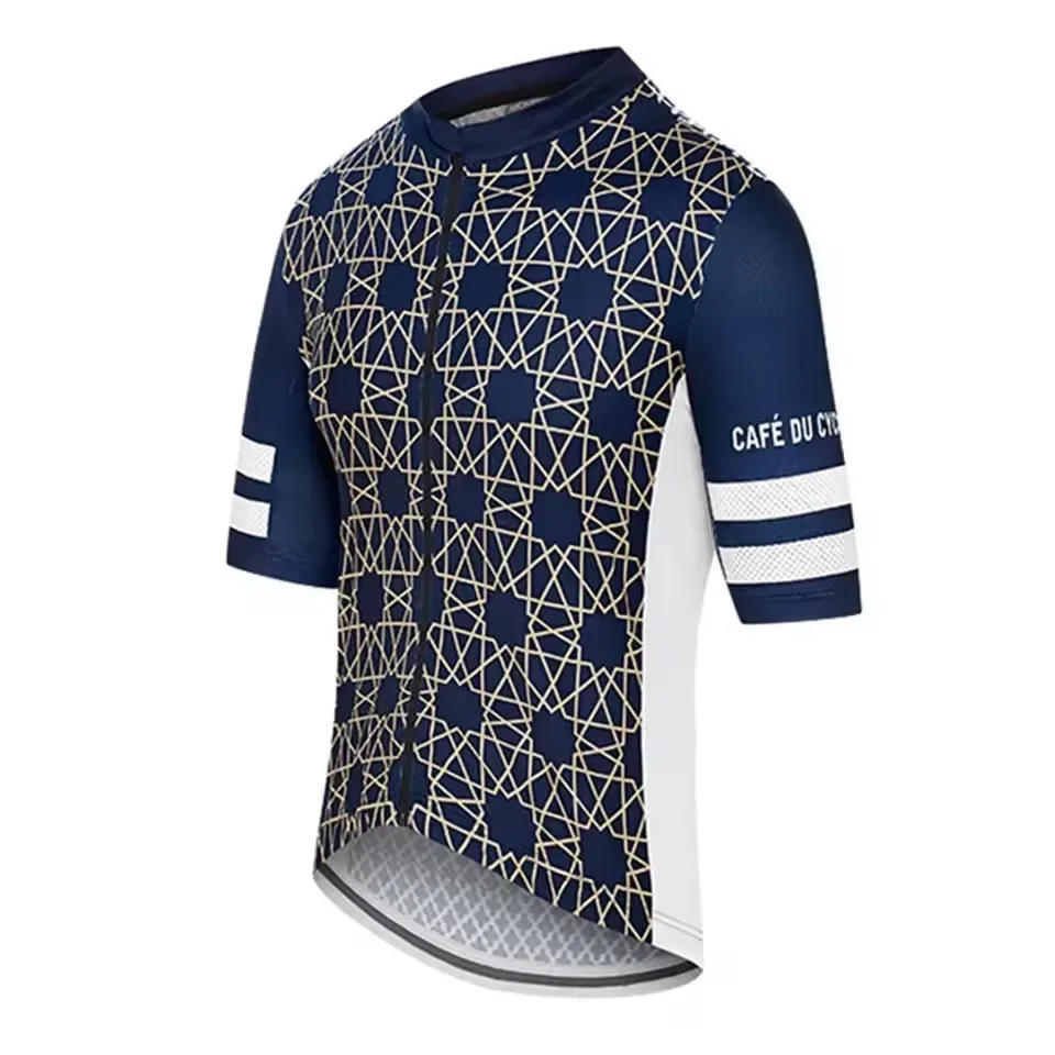 Description Picture 4 of itemCafe Du Cycliste Summer Men's Short Sleeve Cycling Jerseys Quick Dry Breathable Black/White Bike Clothing Ciclismo Maillot Tops