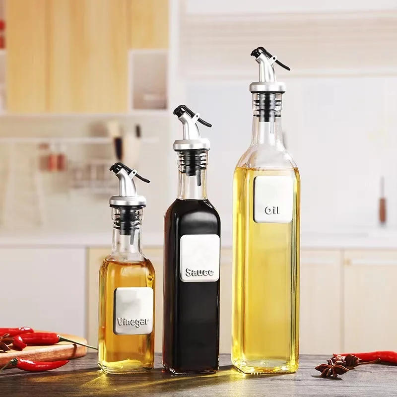 Description Picture 3 of item150/250/500ML Transparent Plastic OliveOil Bottle Leakproof Kitchen Seasoning Soy Sauce Vinegar Press Type Cruet Barbecue Bottle