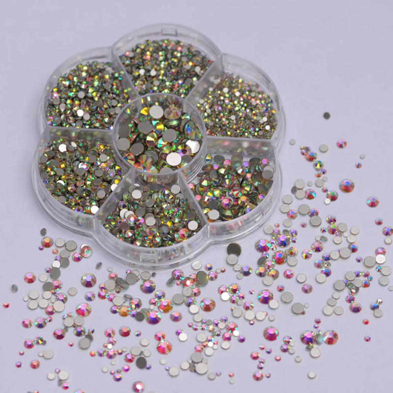 Description Picture 3 of itemCrystal AB Glitter Non Hotfix Rhinestones DIY Crafts Glass Diamond Flat Glue On Nail Art Charms Decorations Accessories Stones