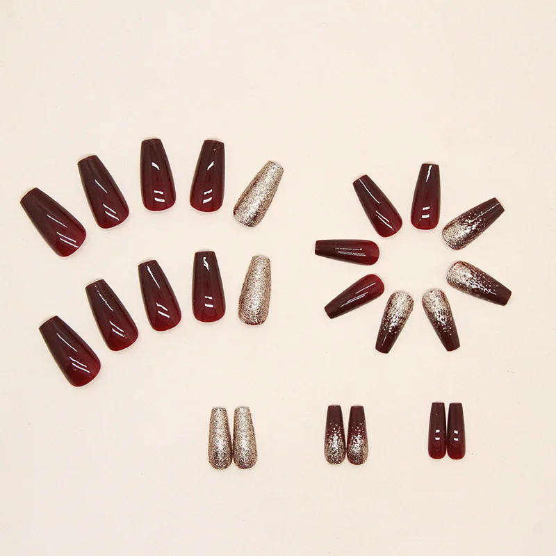 Description Picture 4 of item24 PCs Short French Minimalist Glitter Nails with 1 Jelly Gel and 1 Nail File