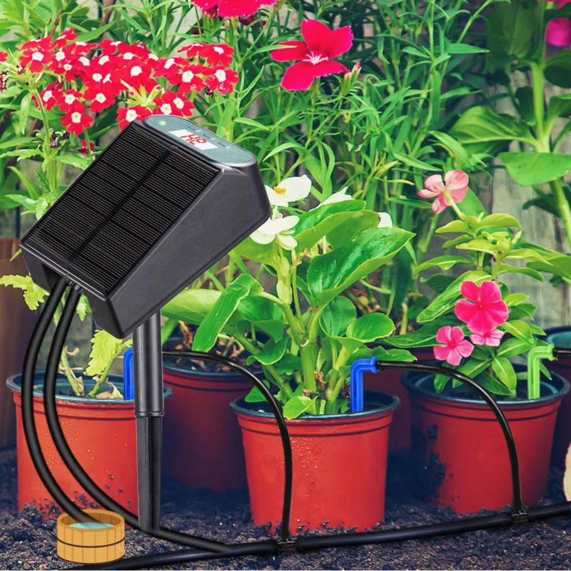 Description Picture 6 of itemThe  Garden Solar Timer Watering System Solar Powered Automatic Irrigation Kit  Balcony Potted Plants Drip Equipment Tool