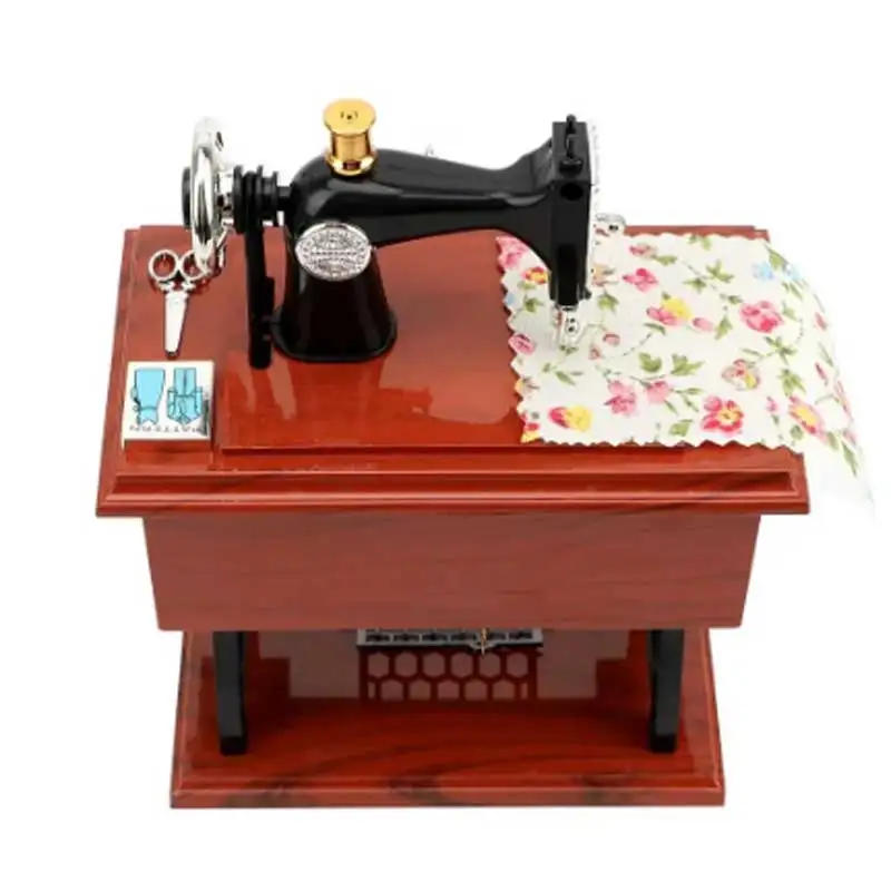 Description Picture 3 of itemVintage Sewing Machine Music Box Home Desktop Decoration Bedroom Living Room Small Ornament Sewing Machine Model